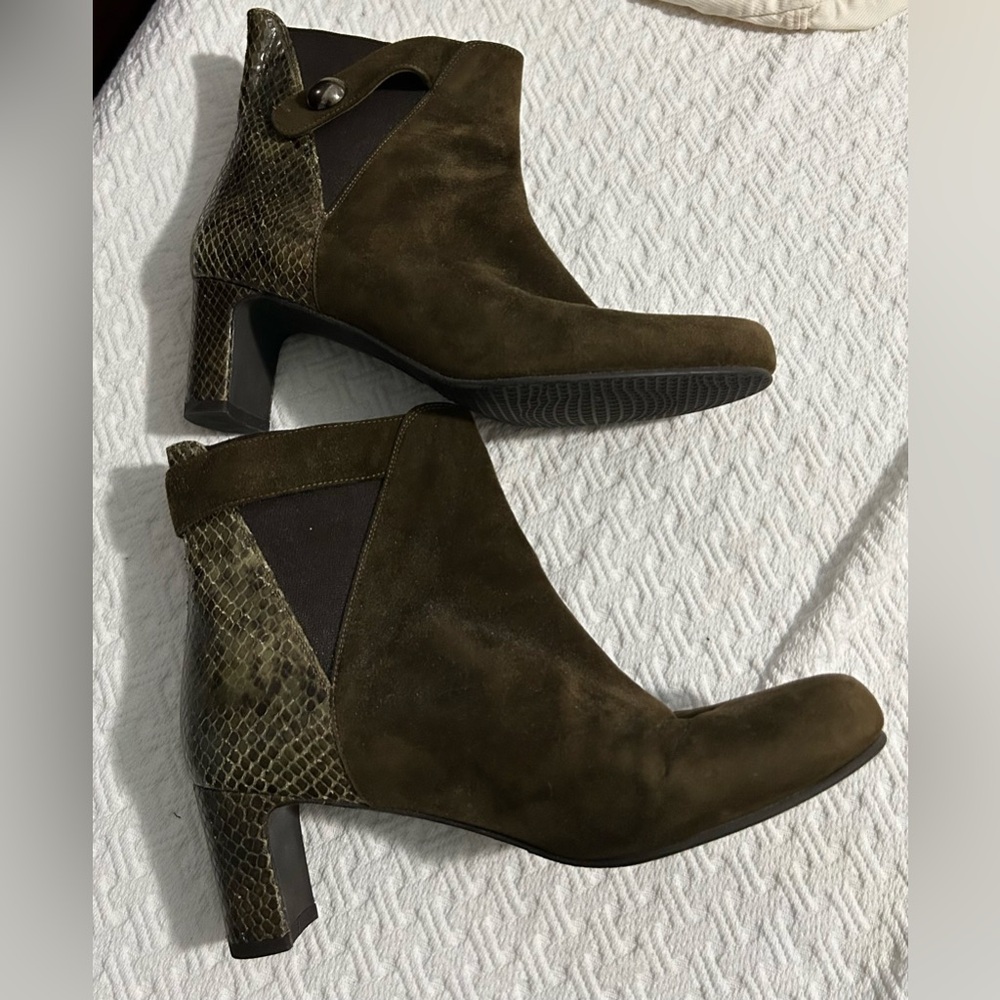 Stuart Weitzman Ankle Boots with Snakeskin Accent